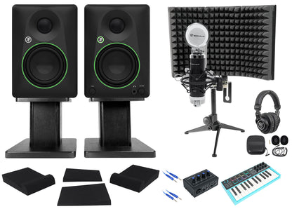 Mackie CR4.5BT Studio Monitors Recording Kit+Interface+Controller+Mic+Headphones