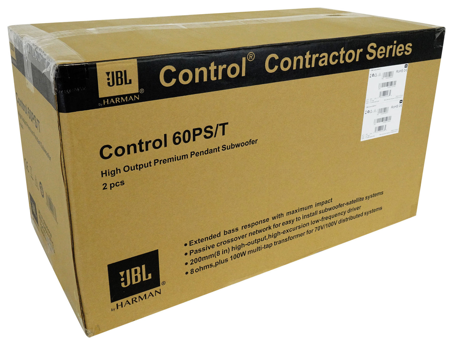 Pair JBL Control 60PS/T C60 Commercial 70v Black Pendant Subwoofers+Amp C60PS/T