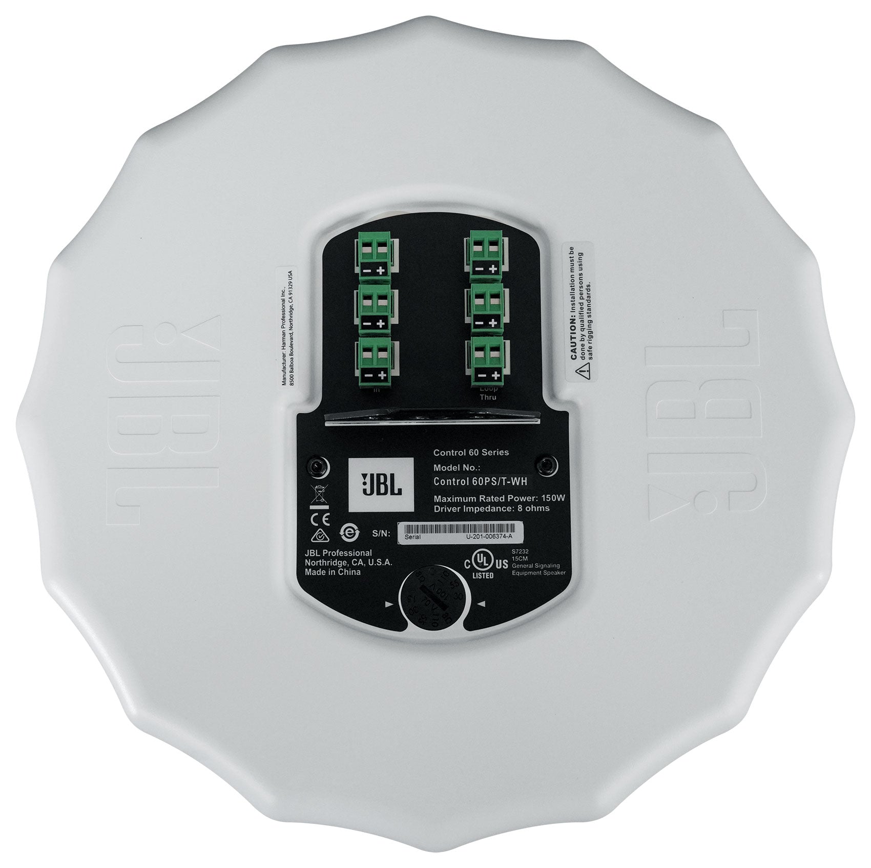 2) JBL Control 60PS/T C60 Commercial 70v White Pendant Subwoofers+Amp C60PS/T-WH