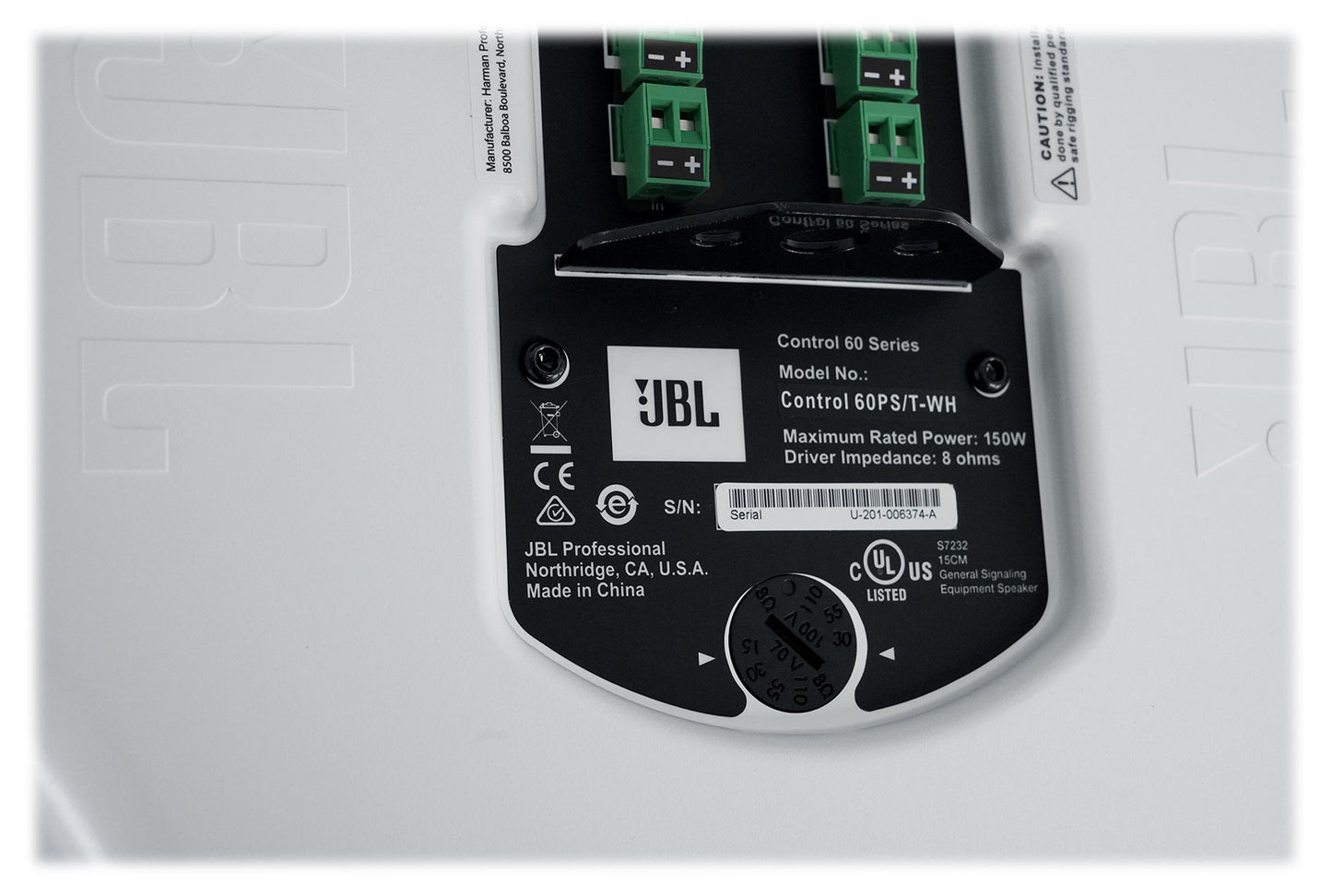 2) JBL Control 60PS/T C60 Commercial 70v White Pendant Subwoofers+Amp C60PS/T-WH