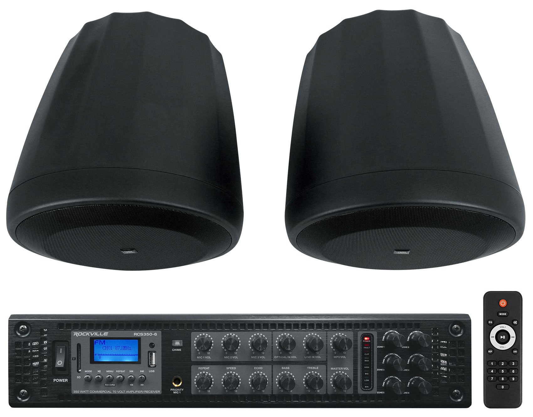 Pair JBL Control 60PS/T C60 Commercial 70v Black Pendant Subwoofers+Amp C60PS/T