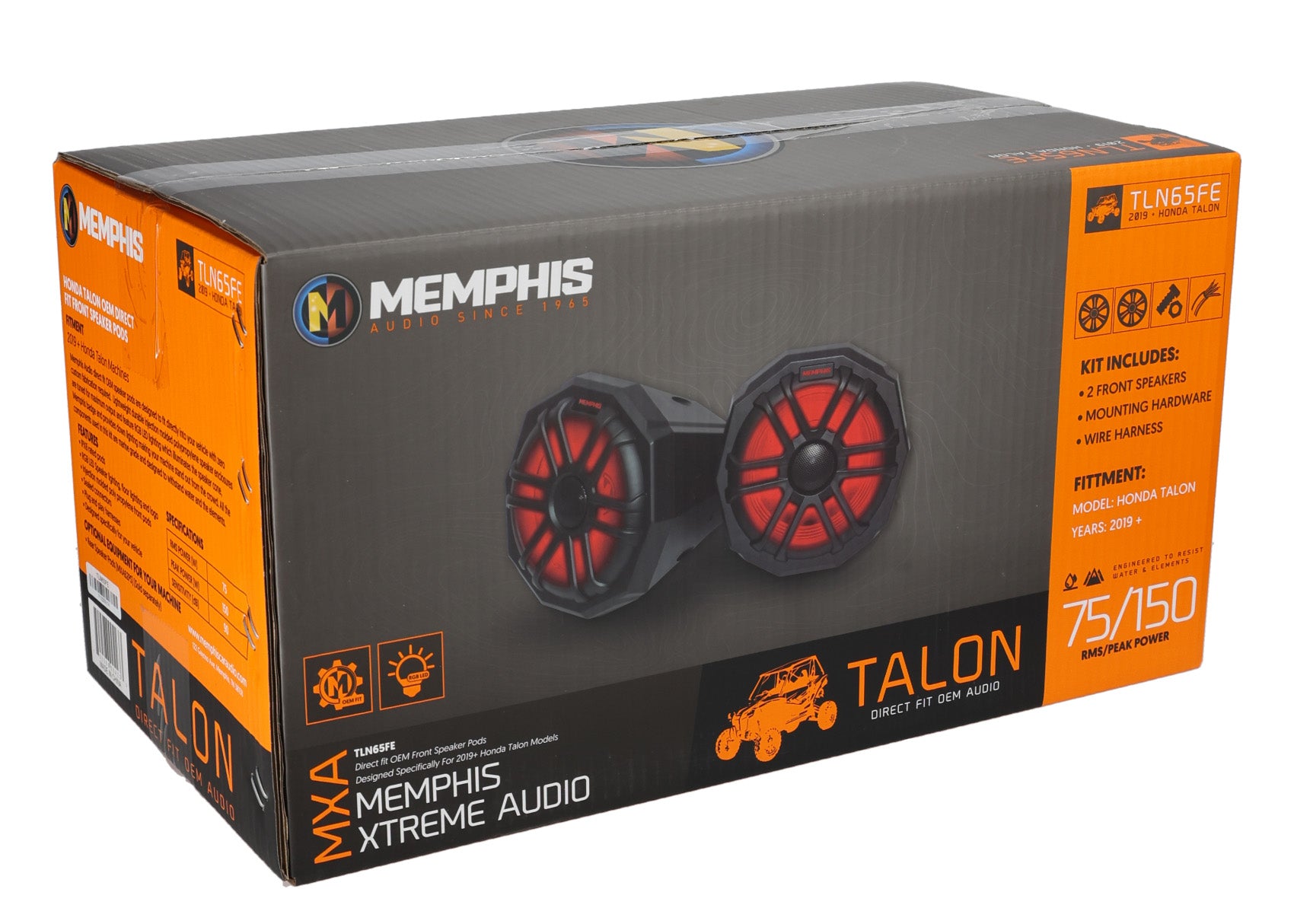 Memphis TLN65FE Speakers in Pod Enclosures+Tower Speakers Fits Honda Talon 2019+