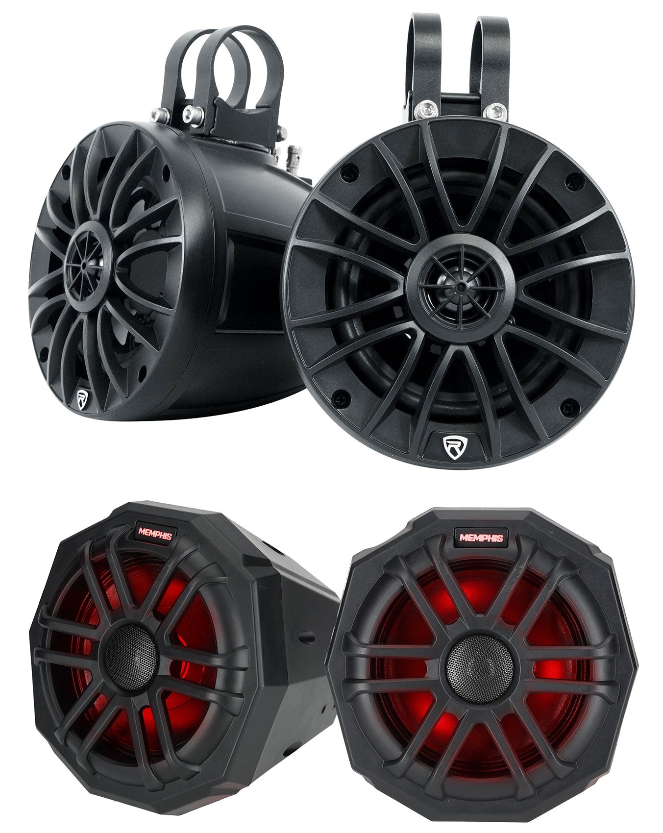 Memphis TLN65FE Speakers in Pod Enclosures+Tower Speakers Fits Honda Talon 2019+
