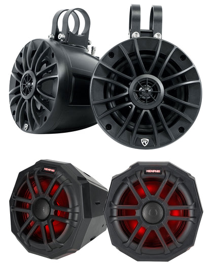 Memphis TLN65FE Speakers in Pod Enclosures+Tower Speakers Fits Honda Talon 2019+