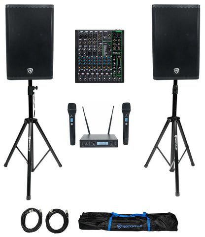 DX15 2-Pack + ProFX10v3 Mixer + Dual Wireless Mics Bundle