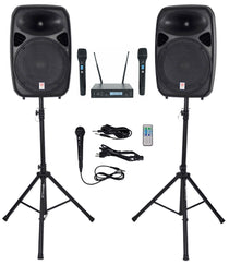RPG152K Dual 15" System + Dual UHF Wireless Mics Bundle