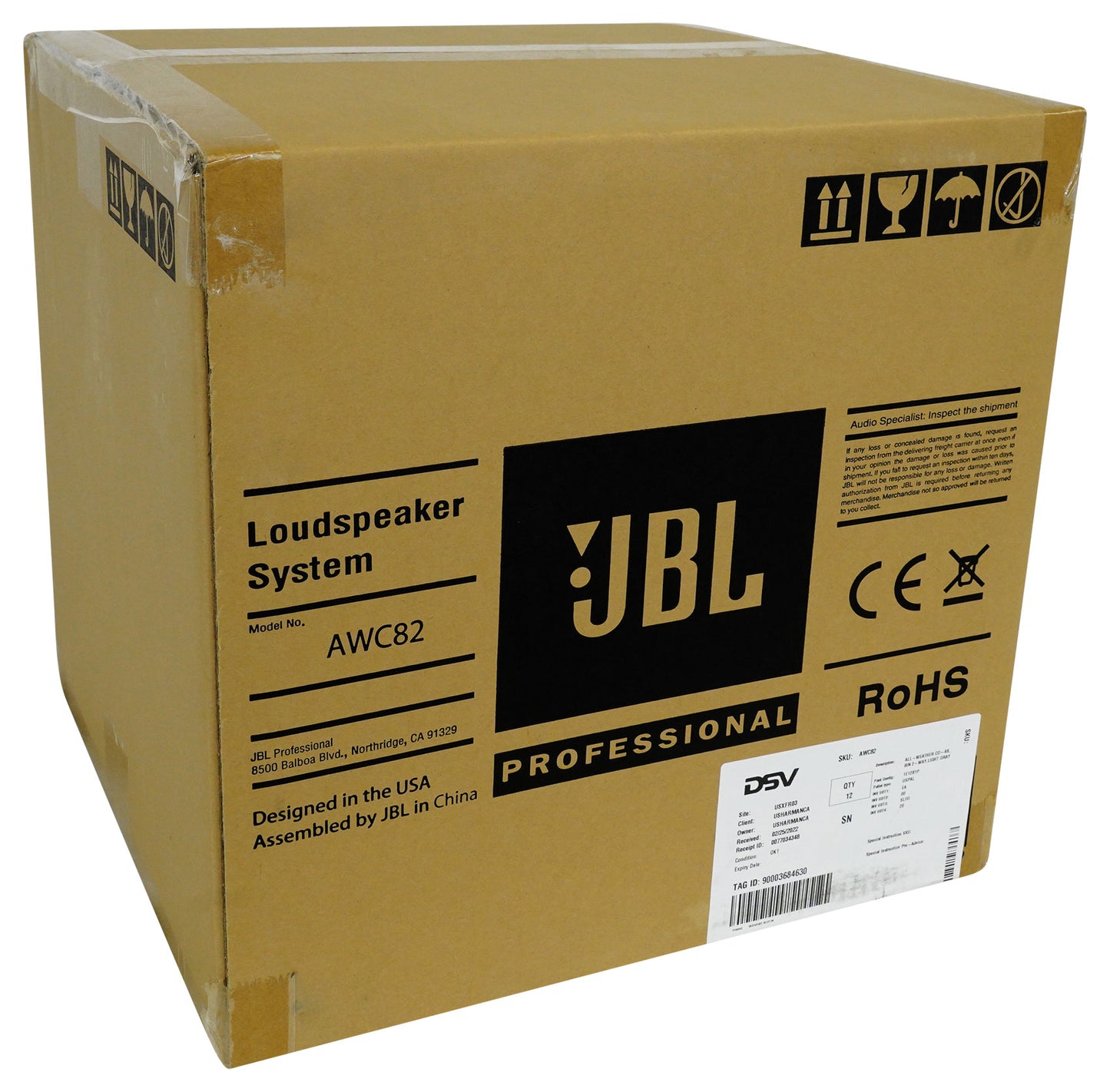 (4) JBL AWC82 8" 200w Indoor/Outdoor 70V Surface Mount Commercial Speakers+Amp