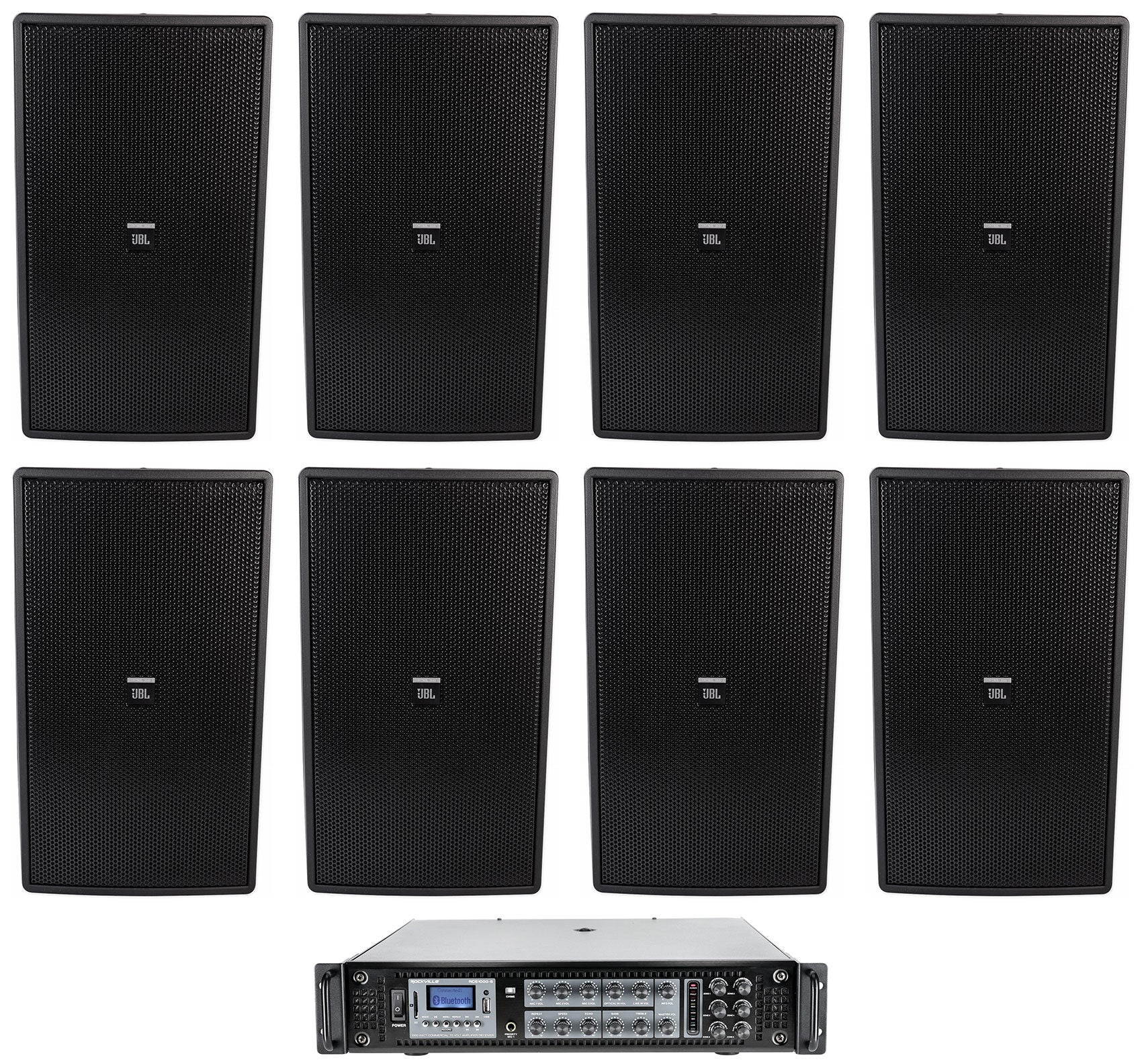 (8) JBL Control 29AV 8" Indoor/Outdoor Commercial 70v Speakers+Amplifier