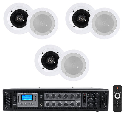 RCS180-6 6-Zone Amplifier + CC4T White 6-Pack Bundle