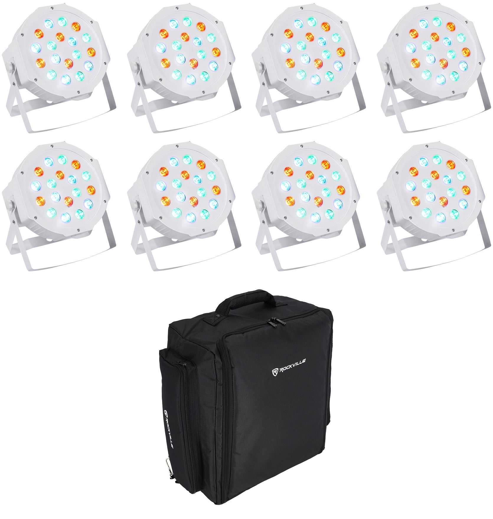 RockPAR50 White 8-Pack + RLBP8 Backpack Bundle