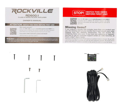 RD600.1 Mono Amplifier + 4 Gauge Amp Wiring Kit Bundle