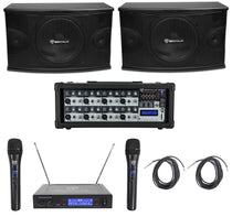 KPS10 10" Karaoke Speakers 2-Pack + RPM85 Mixer + Wireless Mics Bundle