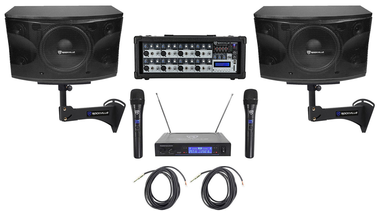 KPS12 12" Karaoke Speakers 2-Pack + RPM85 Mixer + Wireless Mics Bundle