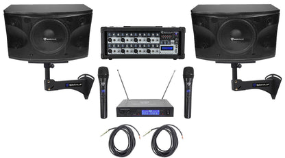 KPS12 12" Karaoke Speakers 2-Pack + RPM85 Mixer + Wireless Mics Bundle