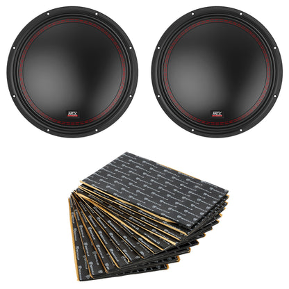 (2) MTX 5512-44 12" 800w DVC 4-ohm Car Audio Subwoofers+RockMat Sound Deadener