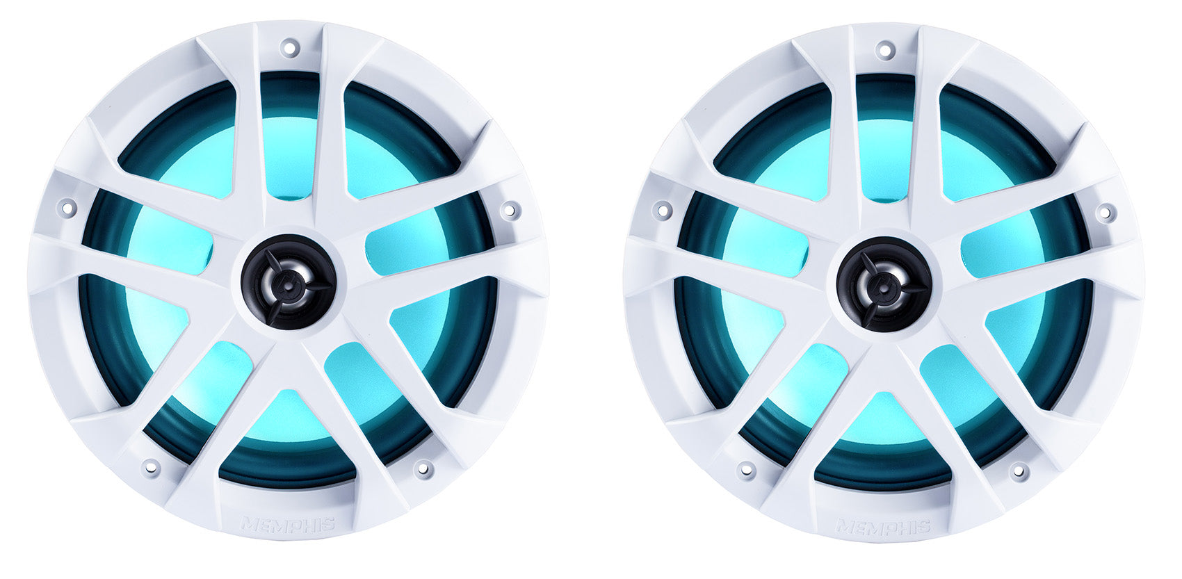 2) Memphis Audio MXA80L 120w 8" Marine Boat White Wakeboard Tower Speakers w/LED