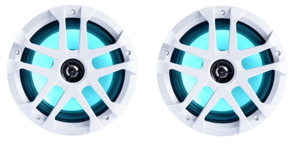 2) Memphis Audio MXA80L 120w 8" Marine Boat White Wakeboard Tower Speakers w/LED