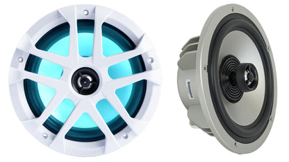 2) Memphis Audio MXA80L 120w 8" Marine Boat White Wakeboard Tower Speakers w/LED