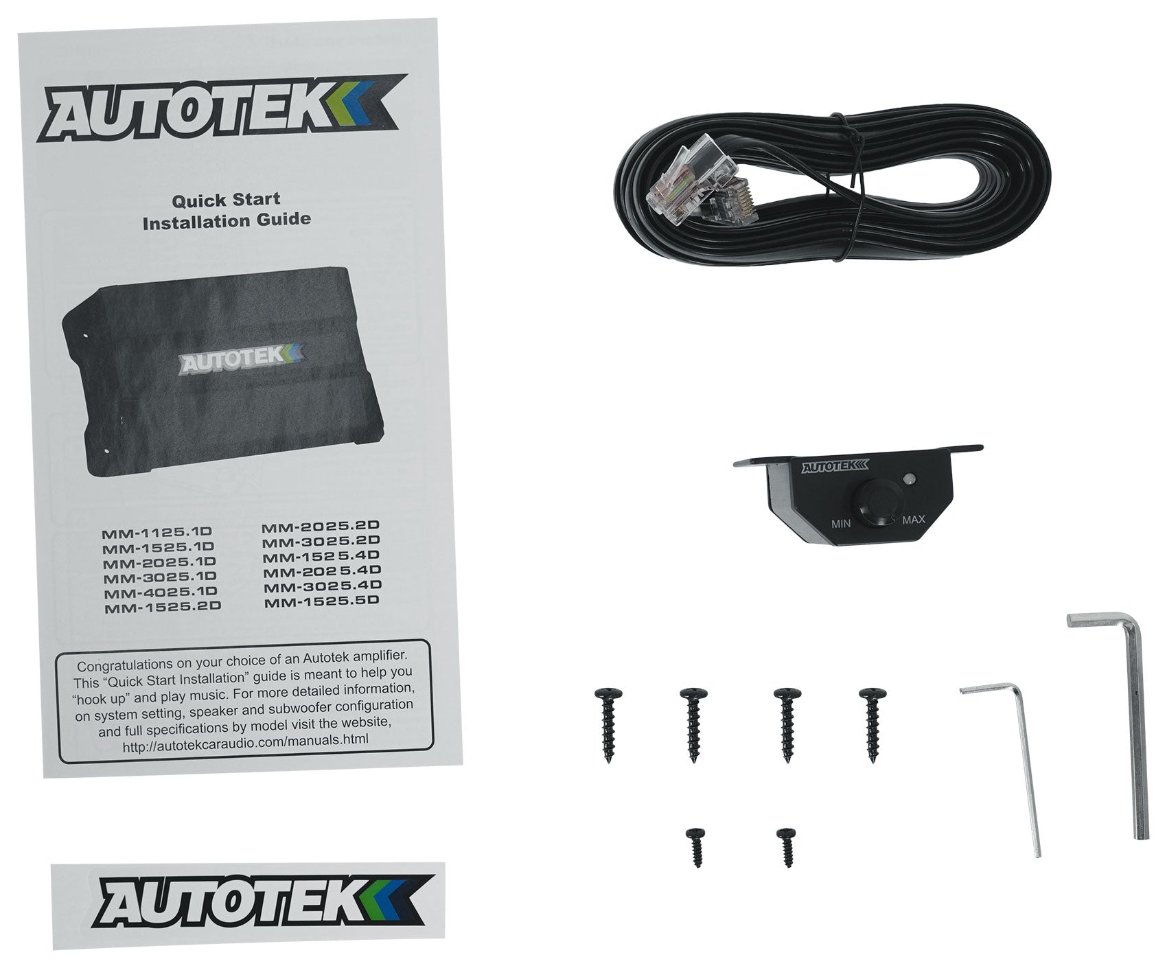 Autotek MM-4025.1D 4000 Watt 1 Ohm Mono Amplifie+Bass Remote+Amp Wire Kit