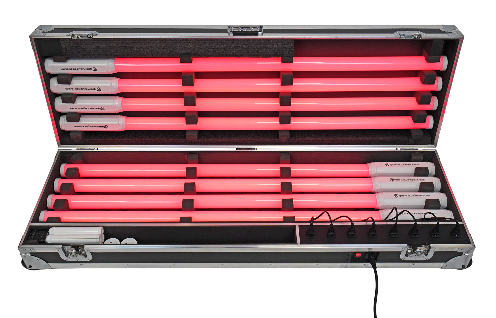 ROCK SABER White 8-Pack + ROCKFORCE W4 DMX Controller Bundle