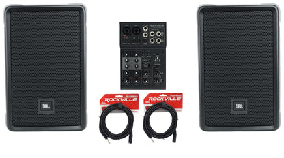 2) JBL IRX108BT 8" 1000w Powered DJ Portable PA Speakers w/ Bluetooth+Mixer w/EQ