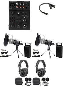 Two‑Person Podcast Kit + RockMix 5 Mixer Bundle