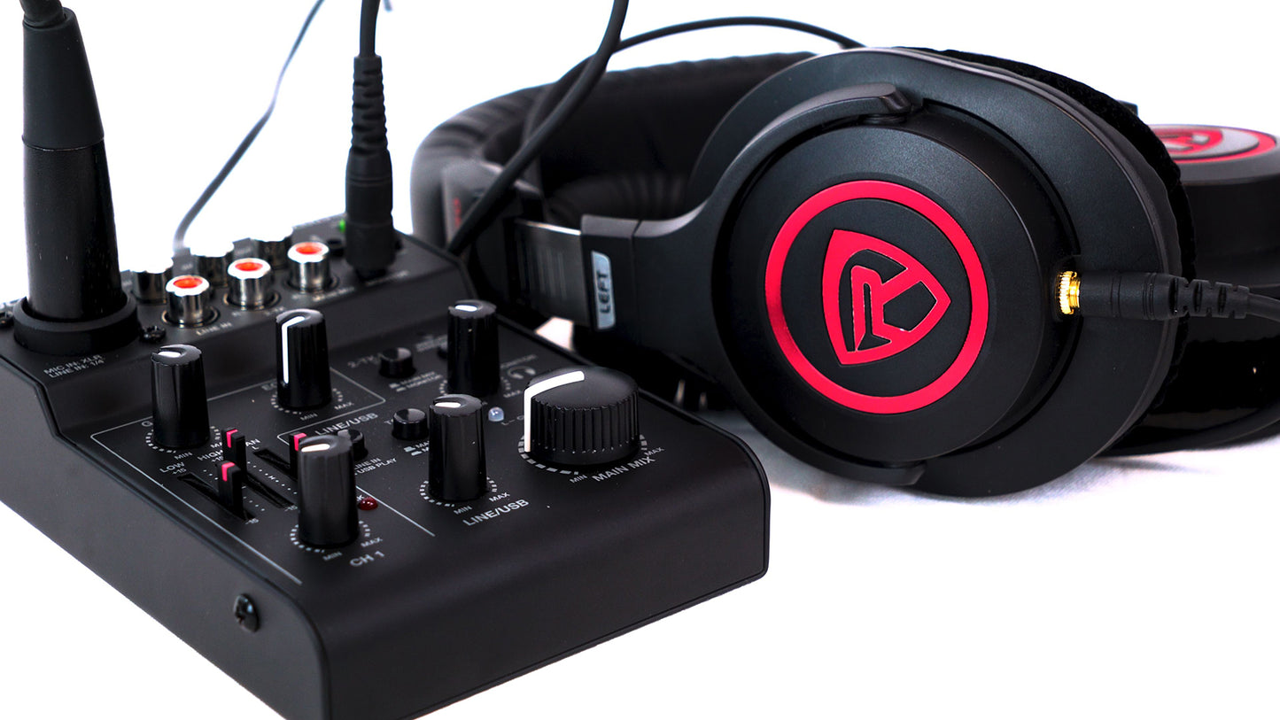 Two‑Person Podcast Kit + RockMix 5 Mixer Bundle