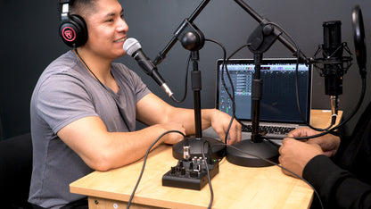 Two‑Person Podcast Kit + RockMix 5 Mixer Bundle
