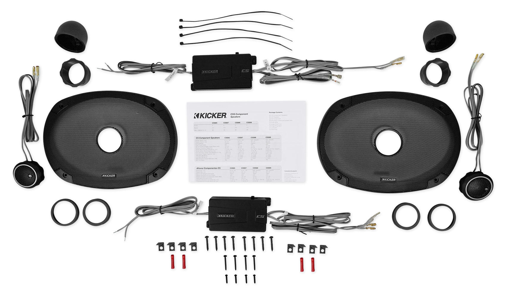 KICKER 46CSS694 6x9" 900w Car Component Speakers CSS69+2-Channel Amplifier+Wires