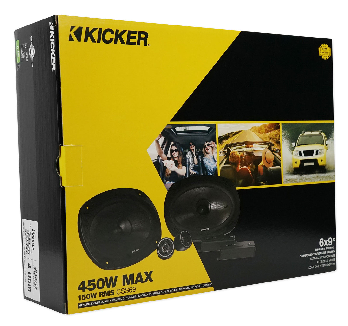 KICKER 46CSS694 6x9" 900w Car Component Speakers CSS69+2-Channel Amplifier+Wires