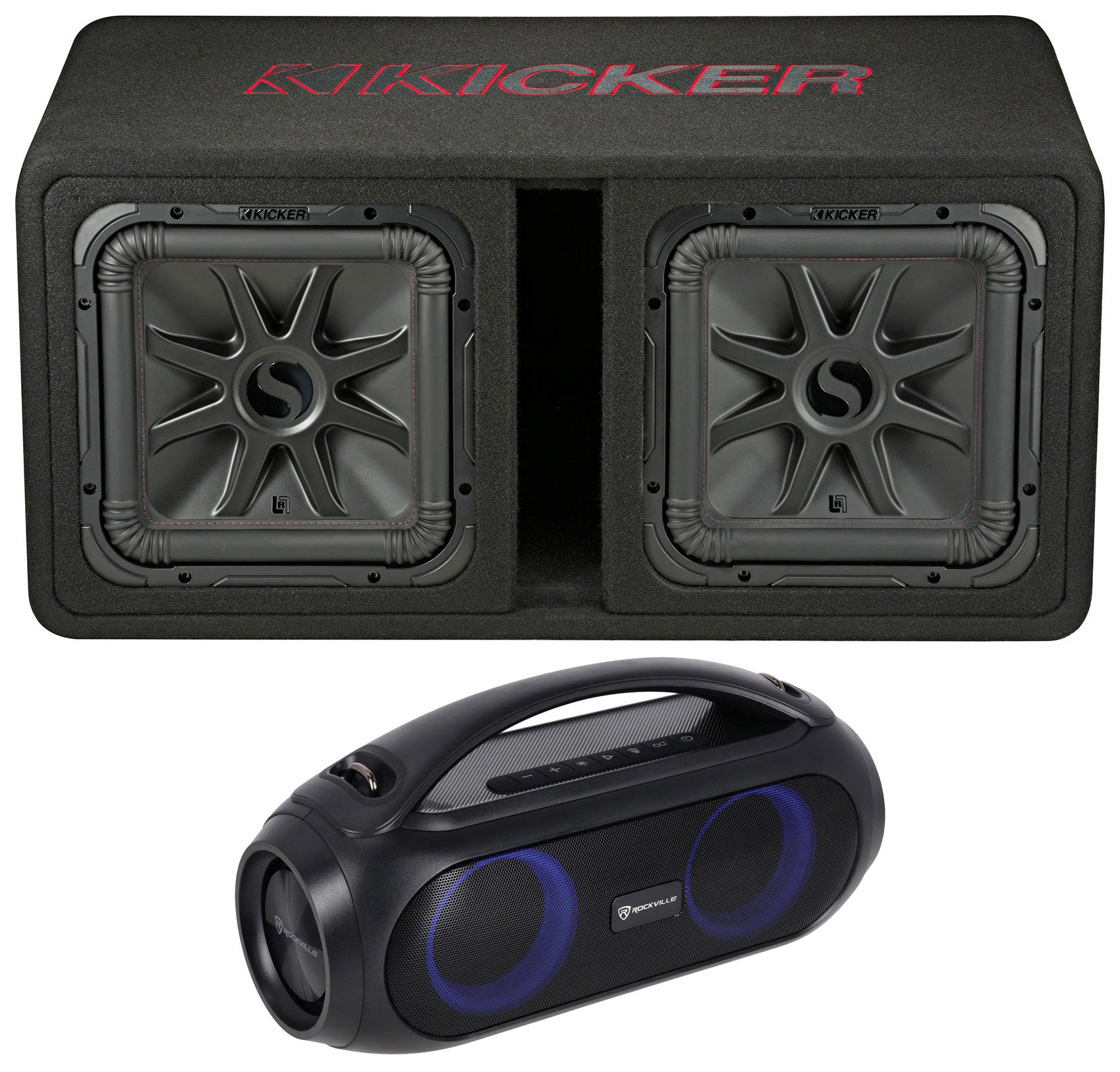 KICKER 45DL7R122 L7R 12" Dual Subwoofers+Vented Enclosure+Bluetooth Home Speaker