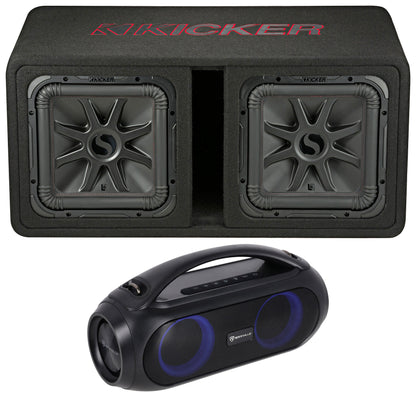 KICKER 45DL7R122 L7R 12" Dual Subwoofers+Vented Enclosure+Bluetooth Home Speaker