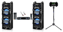 Rockville Bluetooth Karaoke Machine System+(2) Dual 10" LED Speakers+Wireless Mics
