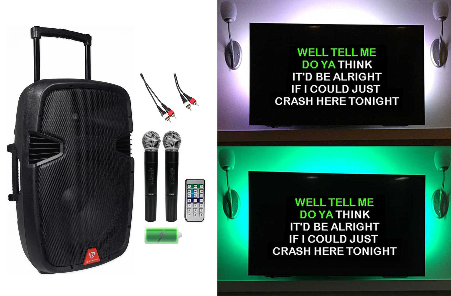 RAM15BT 15" Portable Karaoke System + RGB TV Backlight Bundle