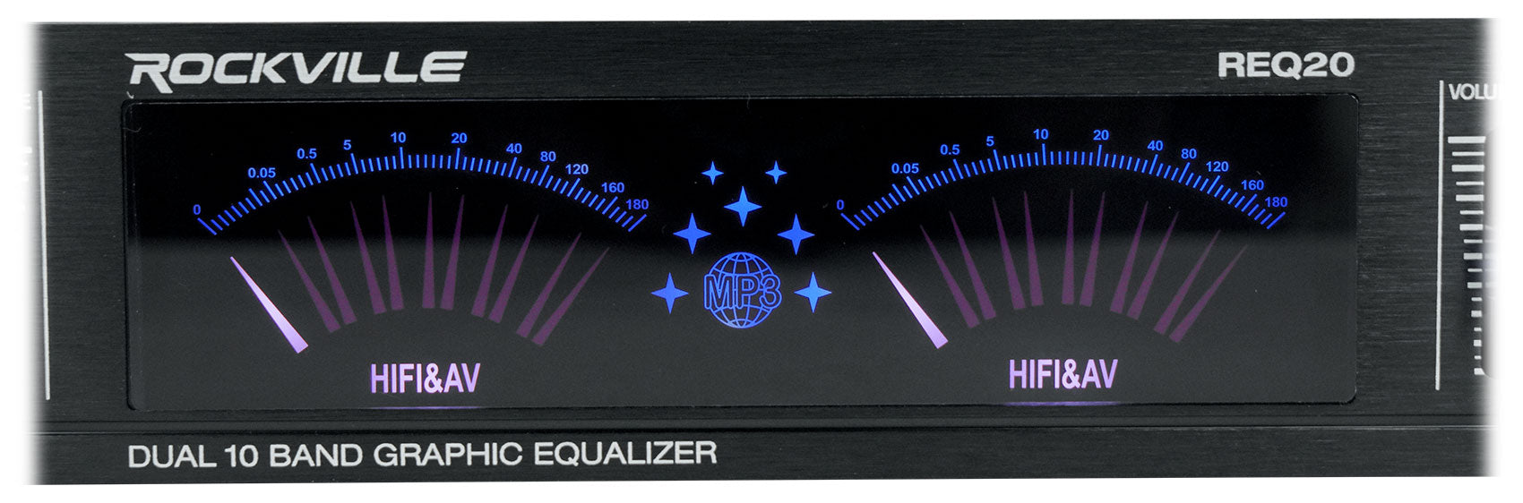 REQ20 Dual 10-Band EQ + RCDR10B 10' Dual RCA Cable Bundle