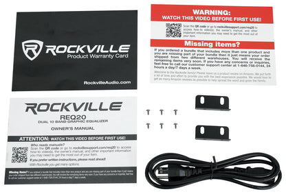 REQ20 Dual 10-Band EQ + RCDR10B 10' Dual RCA Cable Bundle