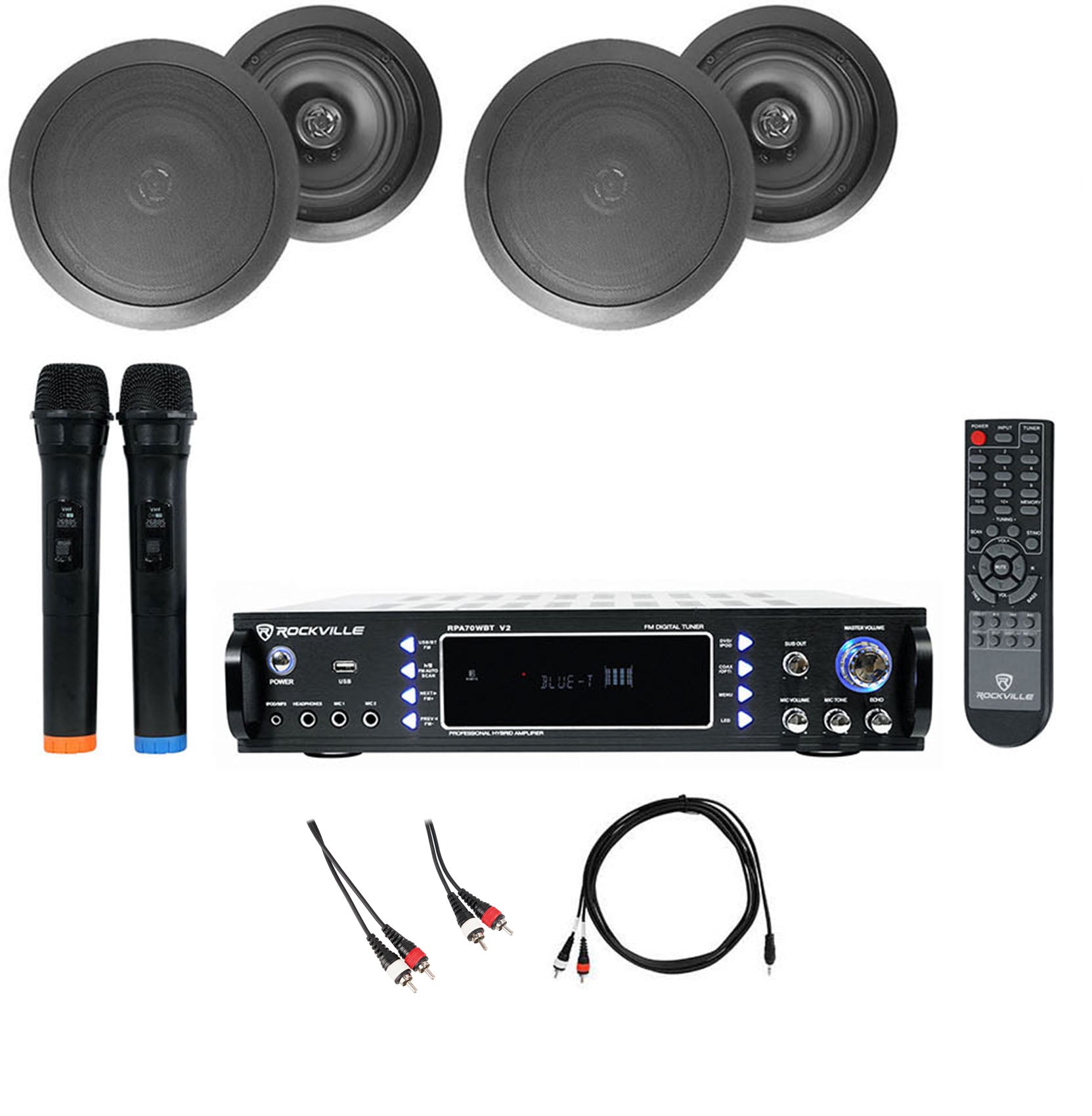 RPA70WBT 4-Pack + HC655 Black In‑Ceiling Speakers Bundle