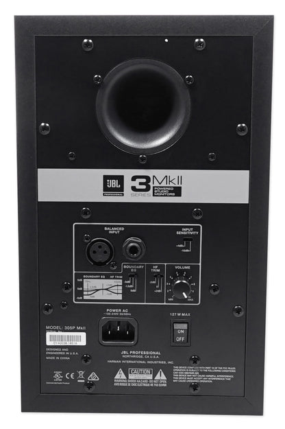 (2) JBL 305P MkII 5" Powered Studio Reference Monitors+Stands+Pads+XLR Cables