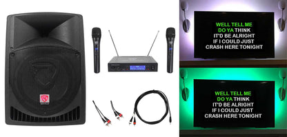 RPG12 Powered Karaoke Speaker + Dual Wireless Microphones Bundle