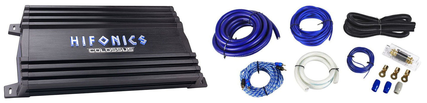 Hifonics HCC-3000.1D 3000 Watts COLOSSUS Mono Car Audio Amplifier+Amp Wire Kit