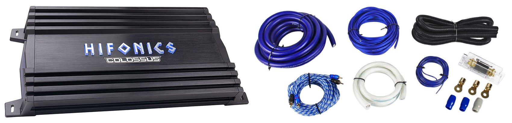 Hifonics HCC-3000.1D 3000 Watts COLOSSUS Mono Car Audio Amplifier+Amp Wire Kit