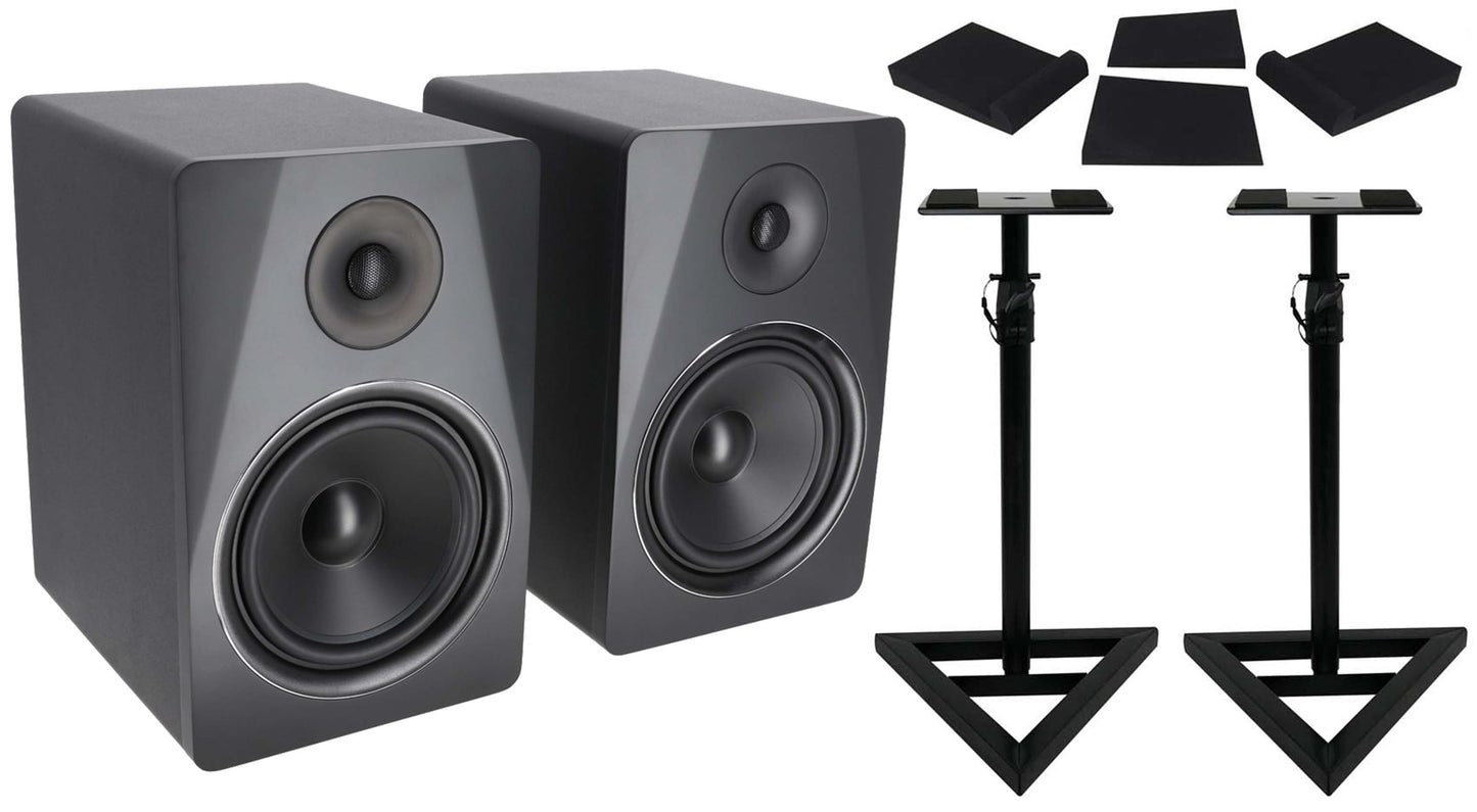 APM8B Black 2-Pack + RVSM1 Stands Bundle