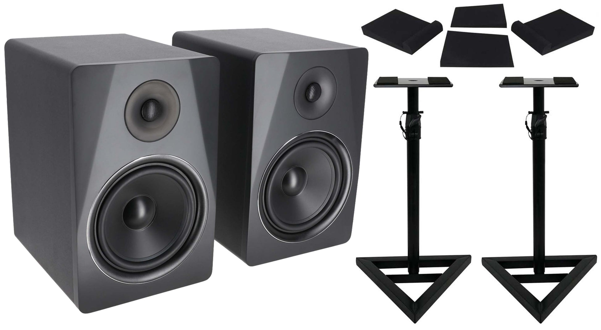 APM8B Black 2-Pack + RVSM1 Stands Bundle