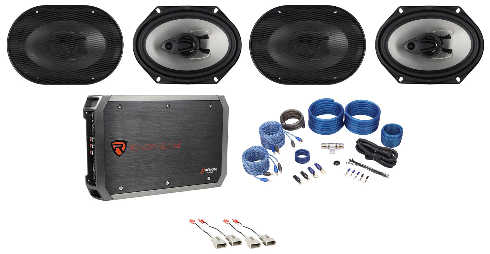 RV68.3A 6x8 Speakers 2-Pack + 4-Channel Amplifier Bundle