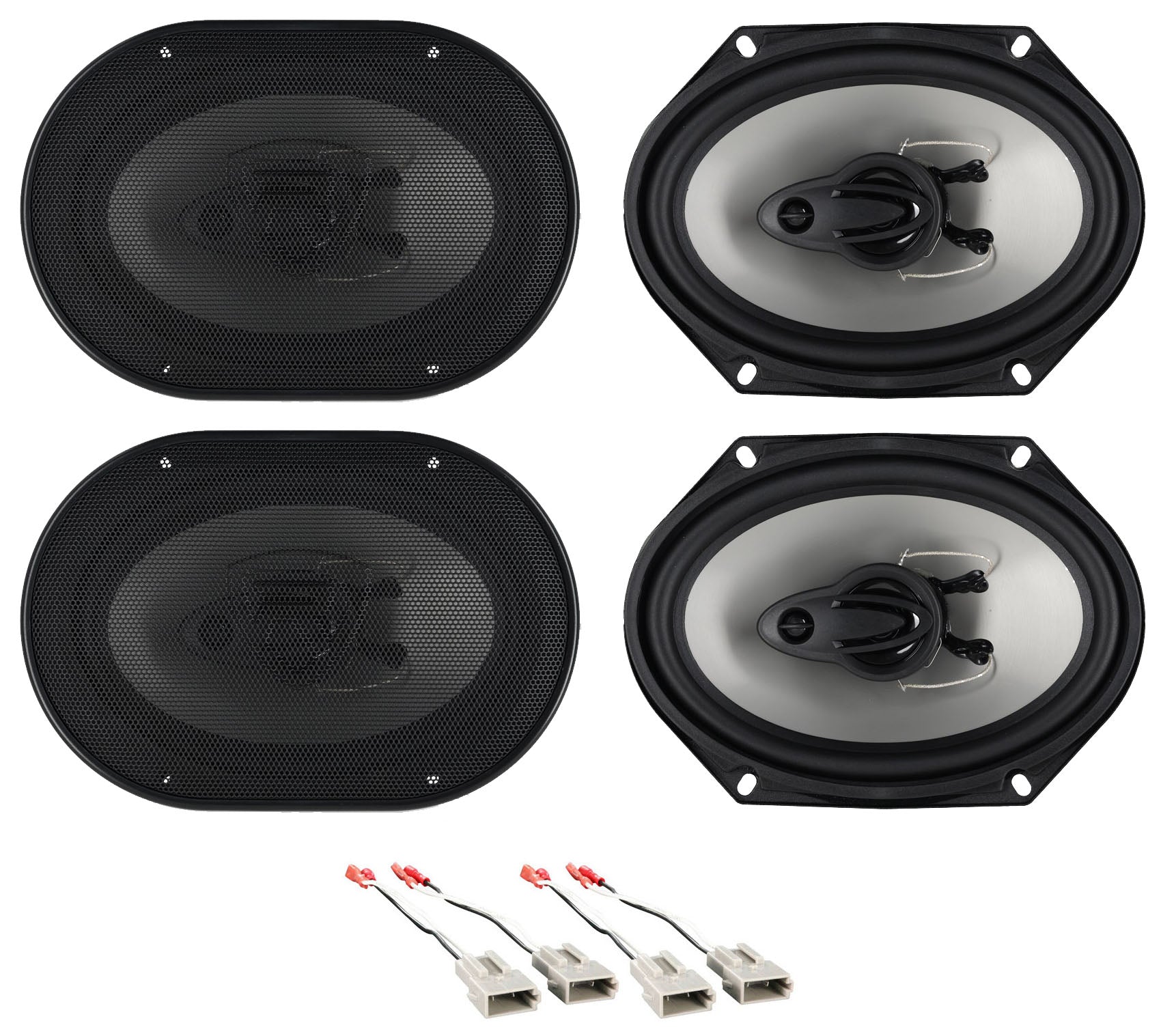 RV68.3A 6x8 Car Speakers 2-Pack + Ford Speaker Harness Bundle