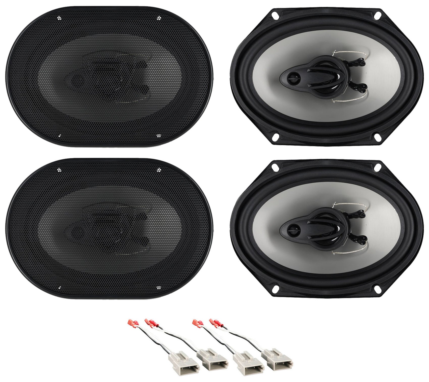 RV68.3A 6x8 Car Speakers 2-Pack + Ford Speaker Harness Bundle