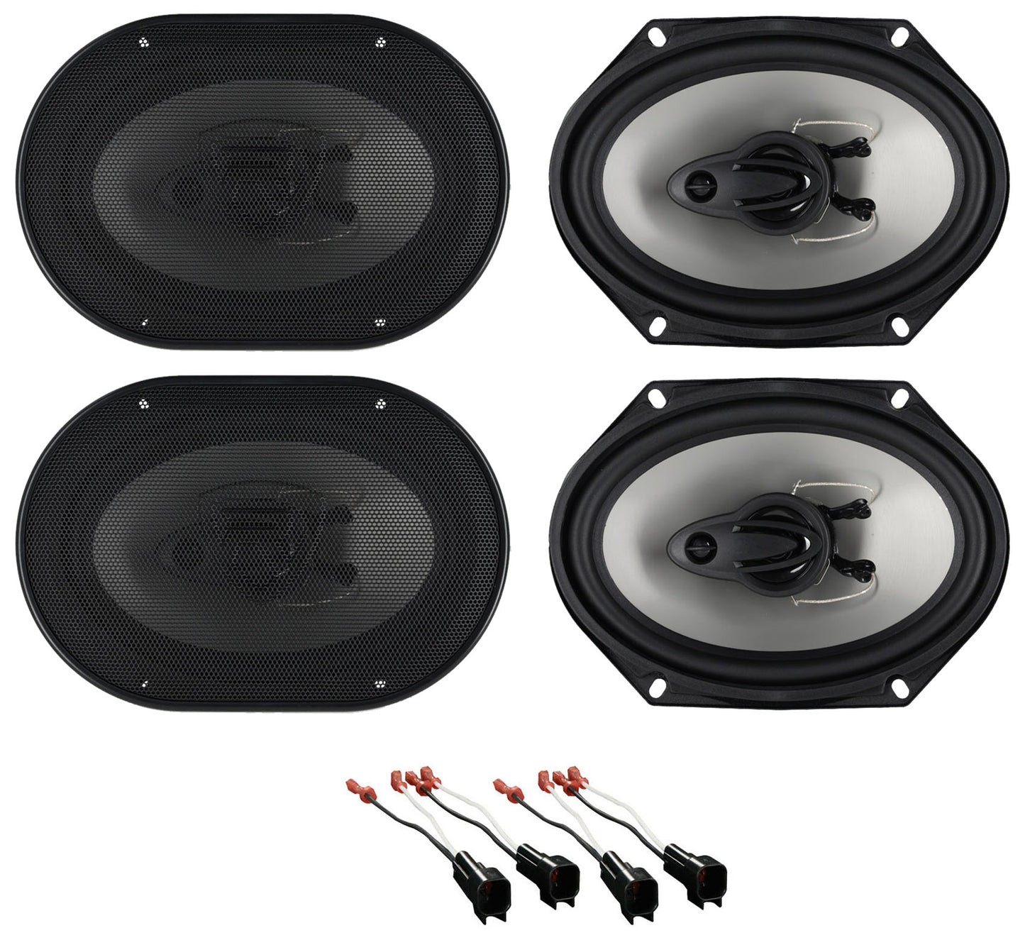 RV68.3A 6x8 Car Speakers 2-Pack + Ford Speaker Harness Bundle