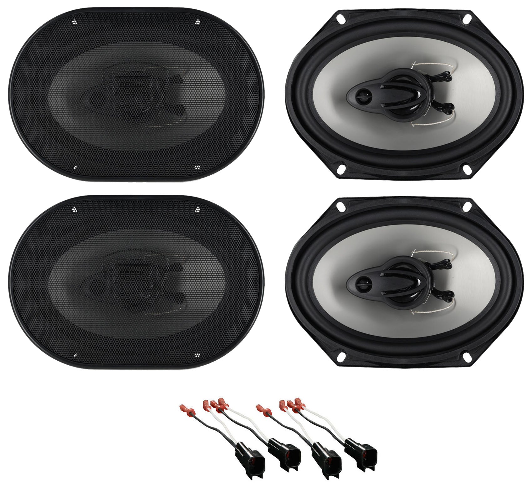 RV68.3A 6x8 Car Speakers 2-Pack + Ford Speaker Harness Bundle