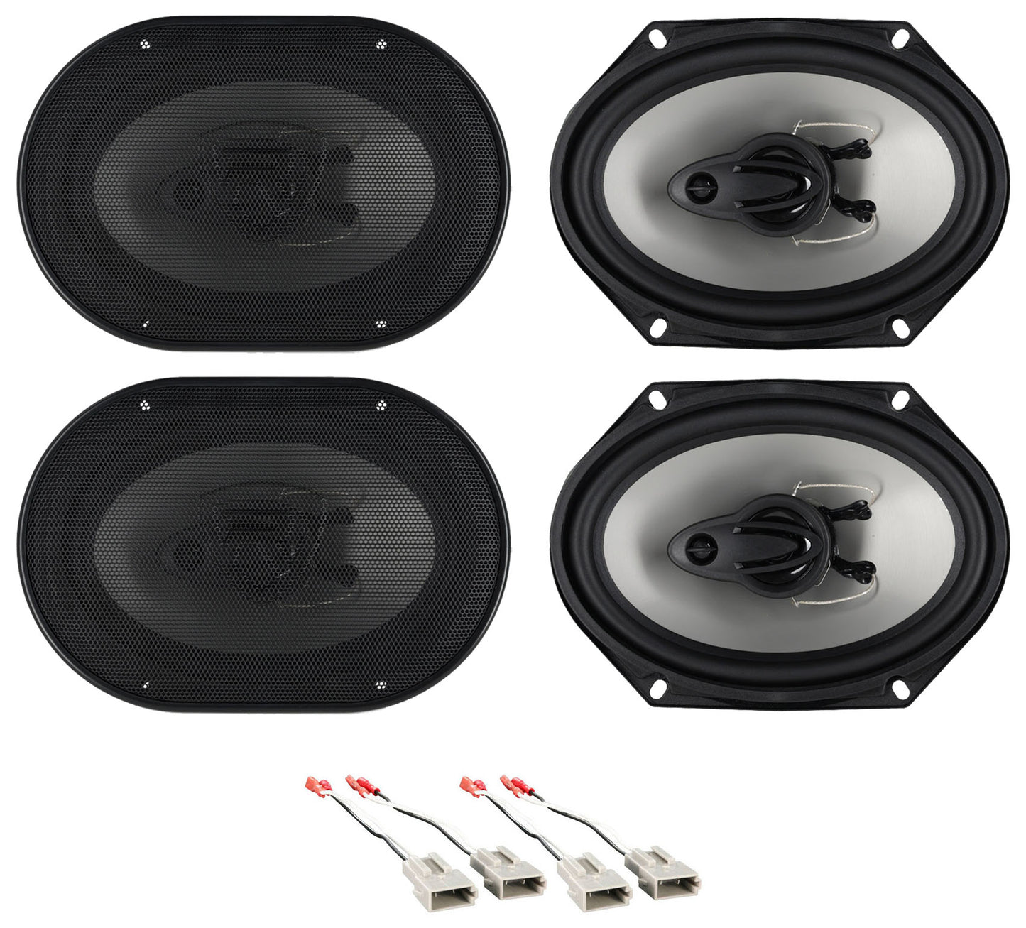 RV68.3A 6x8 Car Speakers 2-Pack + Ford Speaker Harness Bundle