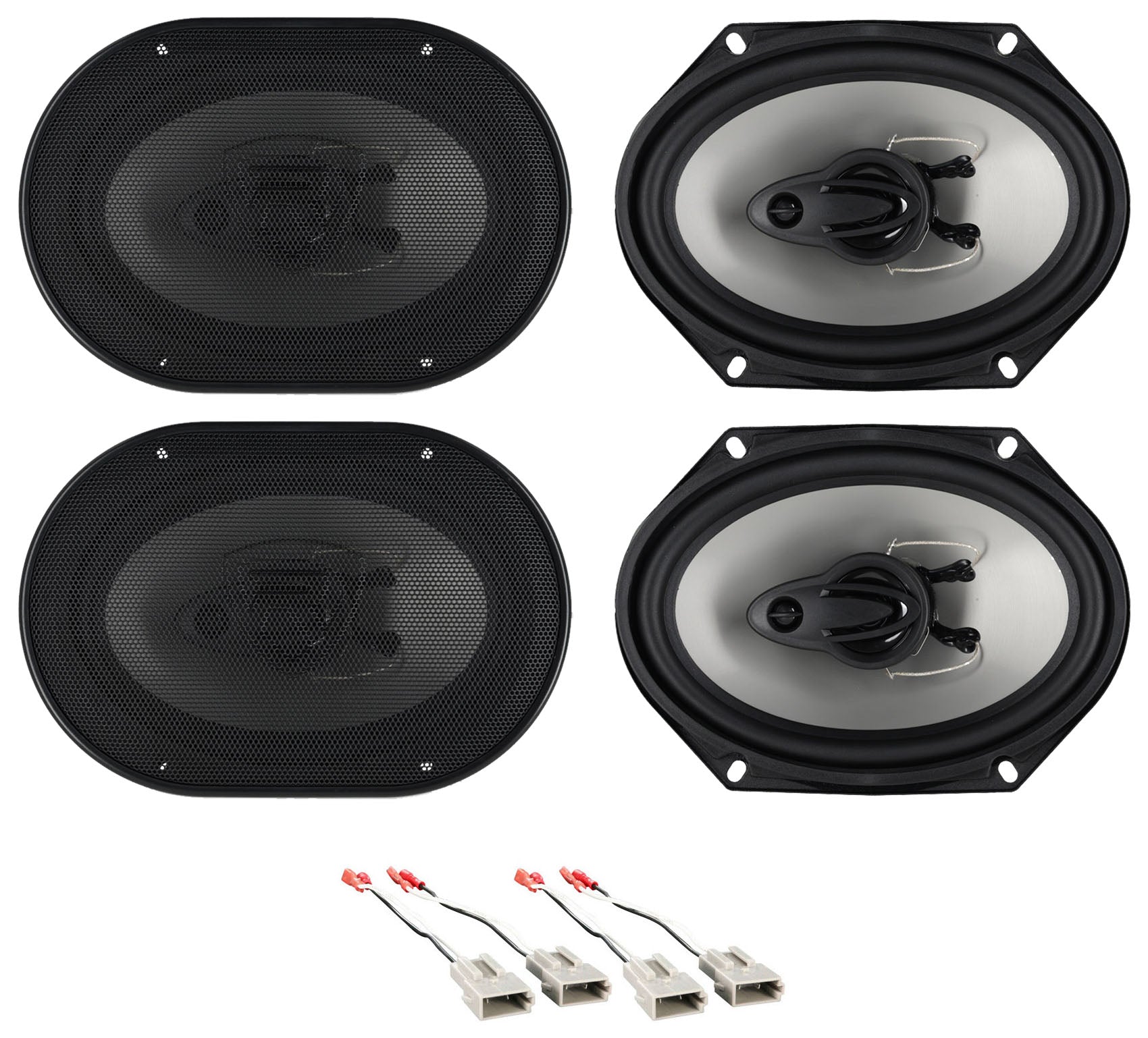 RV68.3A 6x8 Car Speakers 2-Pack + Ford Speaker Harness Bundle